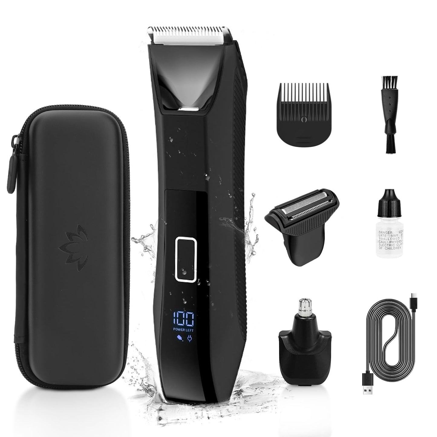 Men's 3-in-1 Body Grooming Trimmer - Waterproof, Rechargeable, Sensitive Area Shaver