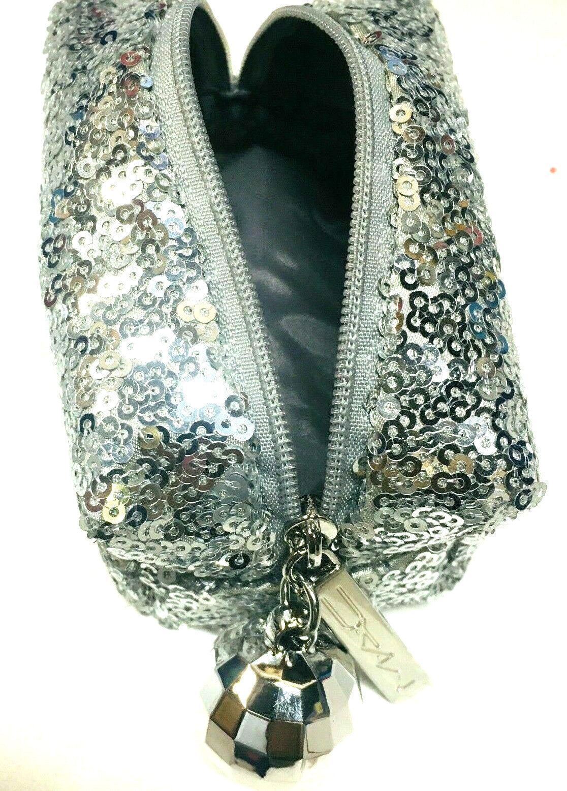 Mini Makeup Bag with Silver Ball - Small Travel Cosmetic Pouch