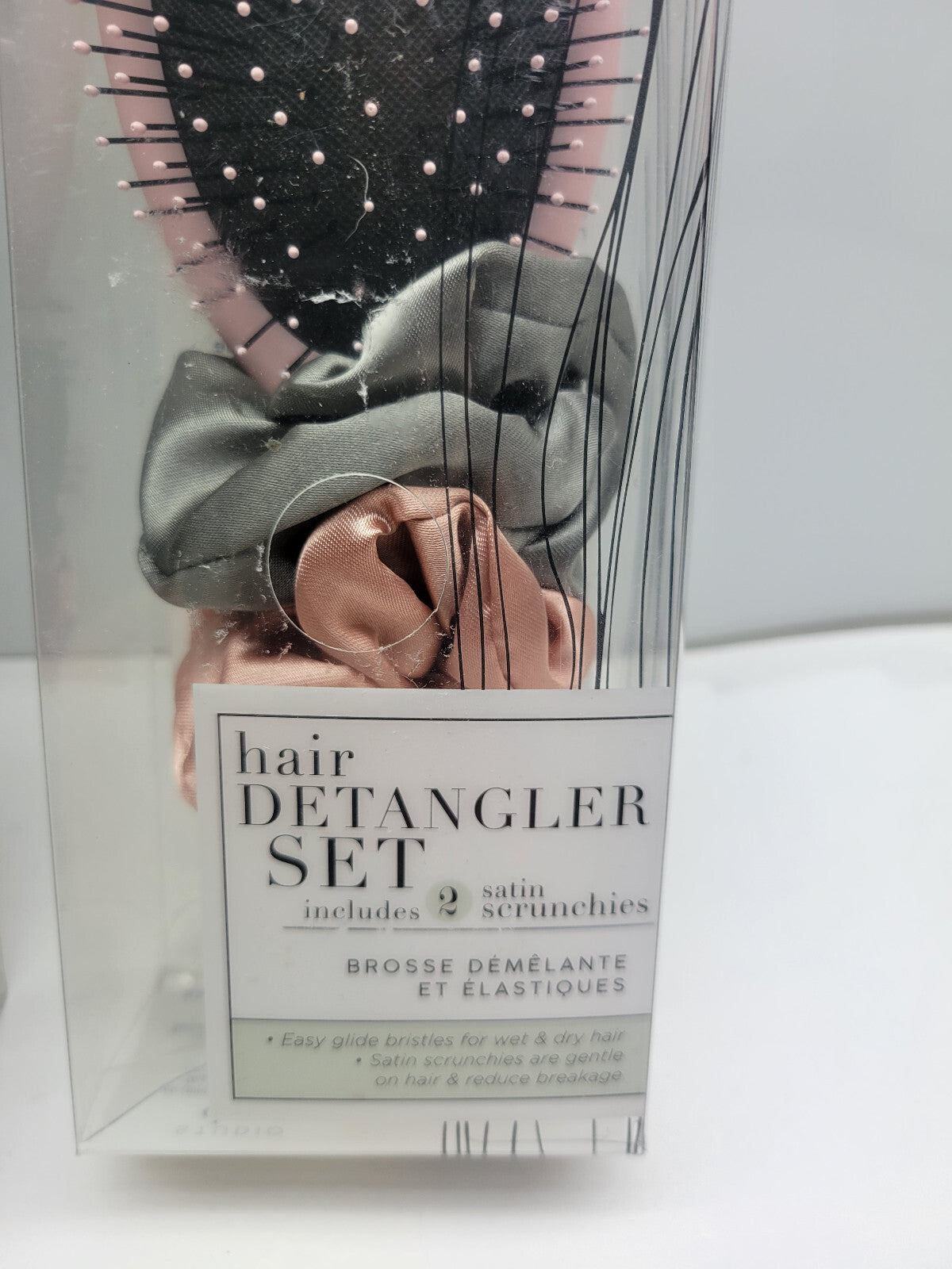 Dry Hair Detangler Set with Brush and Satin Scrunchies - 2 Pack