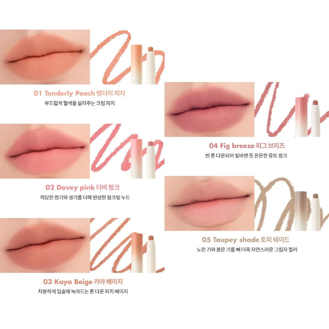 Lip Mate Pencil - Matte Lip Crayon with Built-in Brush for Natural Look