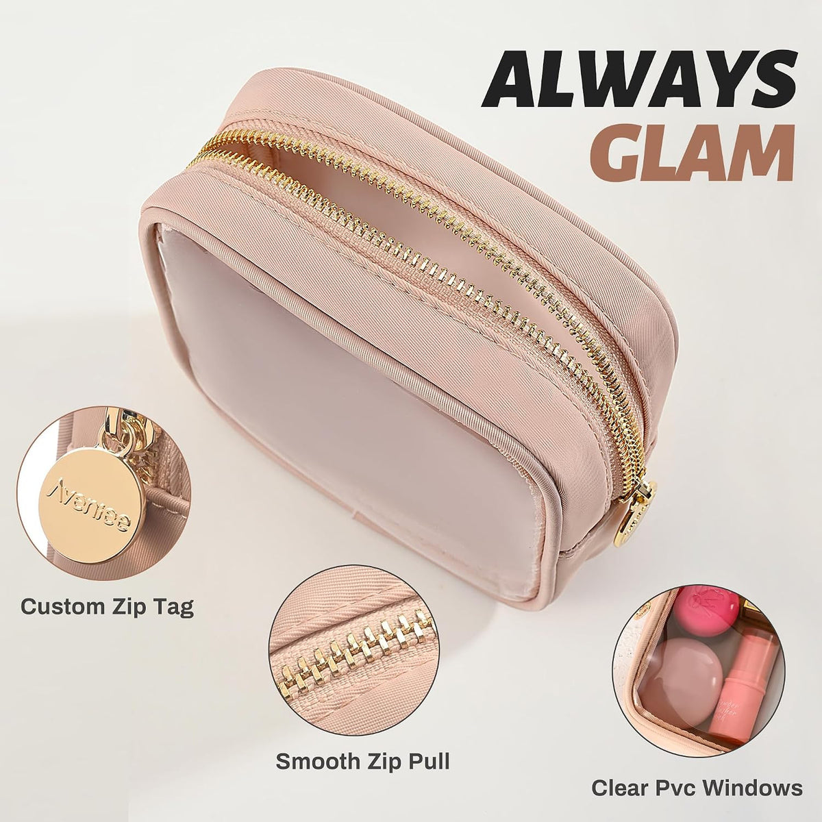 Small Waterproof Clear Makeup Bag for Travel and Purse Organizer