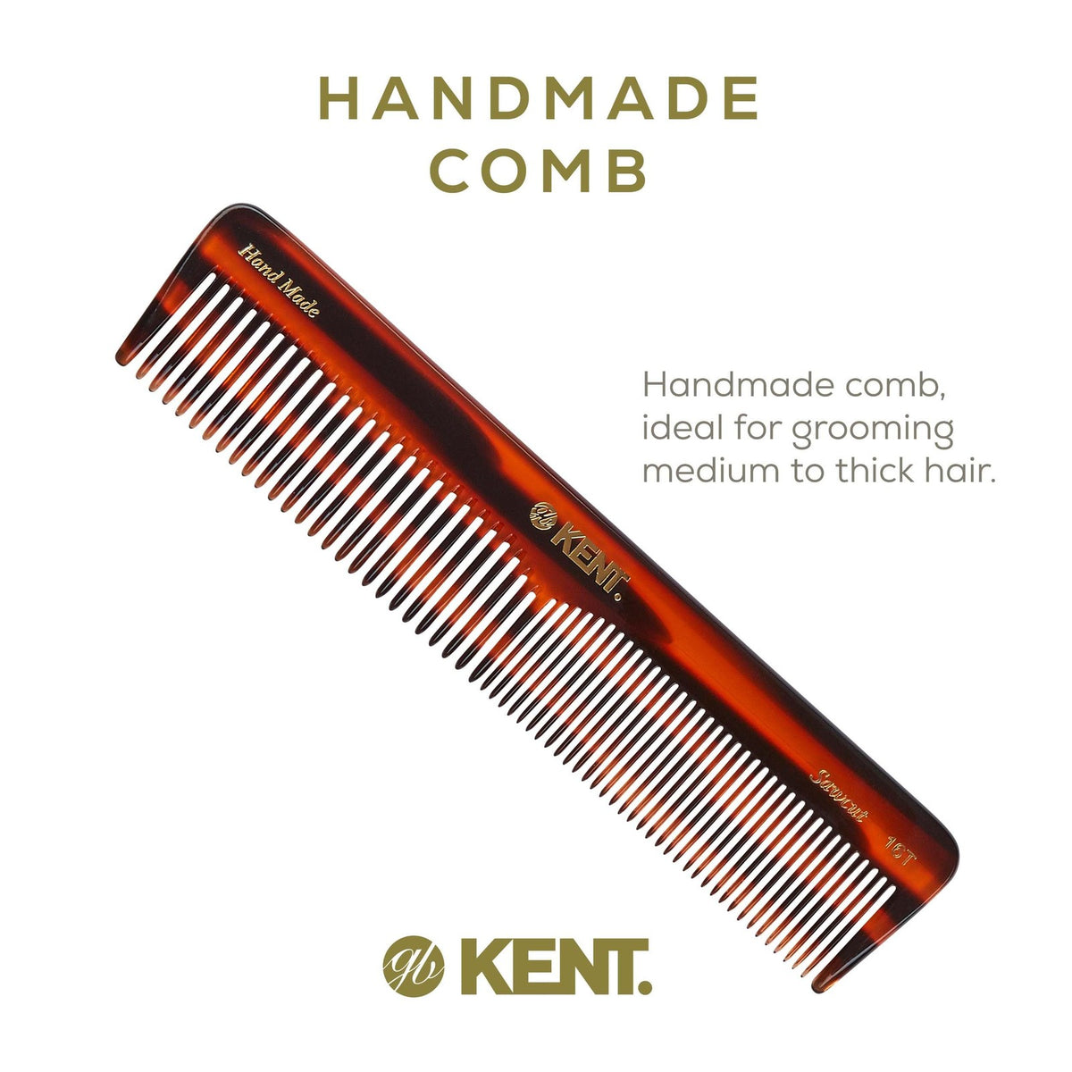 Kent Tortoise Comb Set - Fine Tooth & Wide Comb for Hair Care, Tortoiseshell