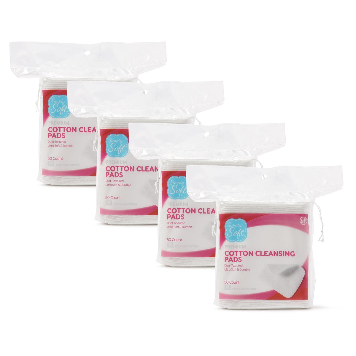 Large 100% Pure Cotton Cleansing Pads - Dual-Textured Makeup & Toner Pads