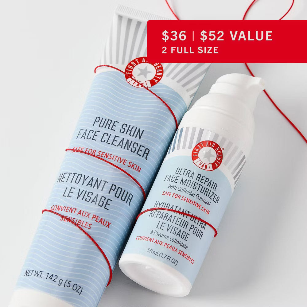 First Aid Beauty Holiday Skincare Gift Set - Face Cleanser & Moisturizer Duo