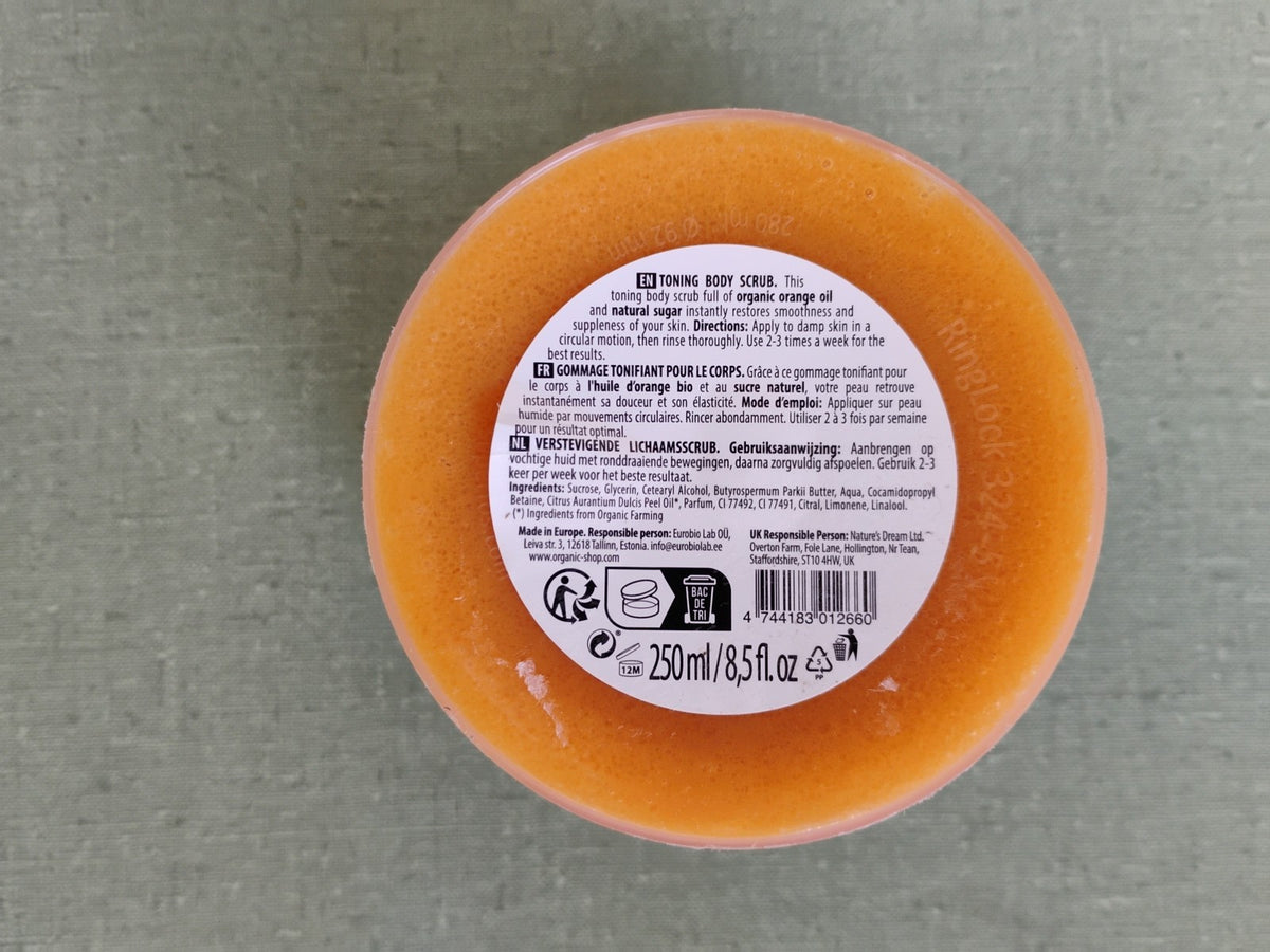 Organic Shop Toning Body Scrub Orange Sugar 250ml 8.5oz Exp 04/2028