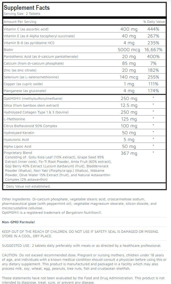 Biotin Hair Loss Growth Supplement - 60 Tablets