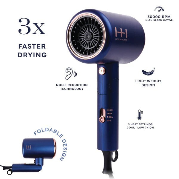 Hot & Hotter Turbo 3500 Foldable Hair Dryer - Lightweight & Compact