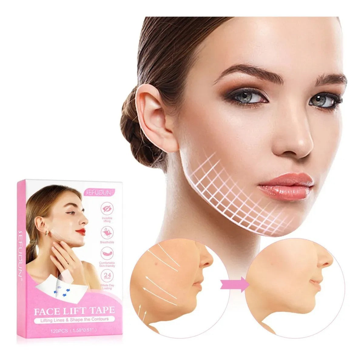 Face Lifting Strips 120 Waterproof Breathable Invisible Skin Tightening