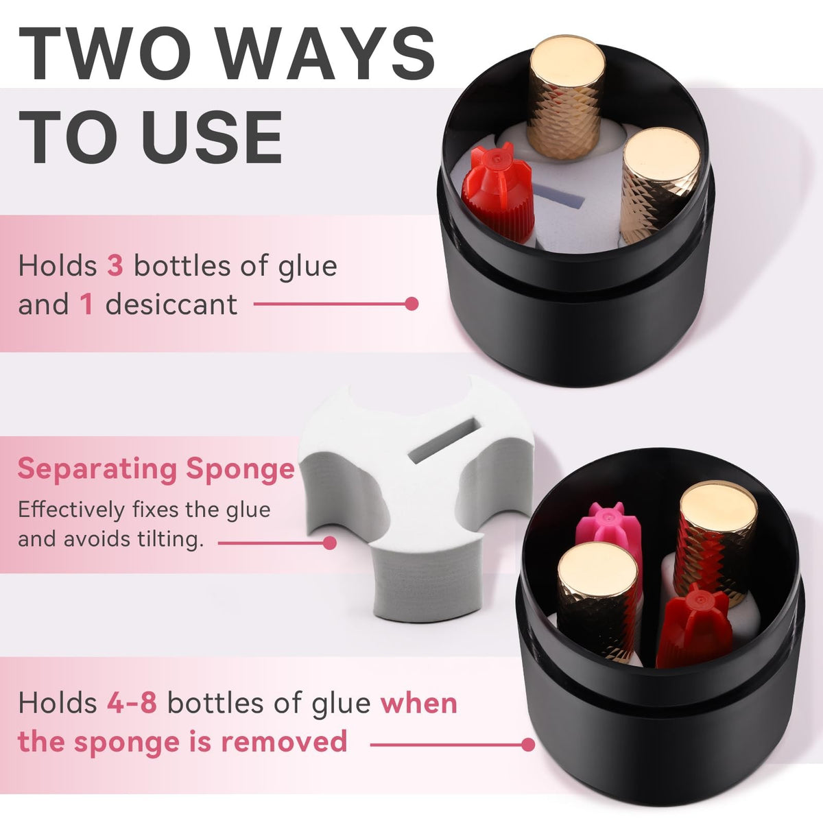 Eyelash Glue Storage Container with Digital Temperature and Humidity Monitor - Black