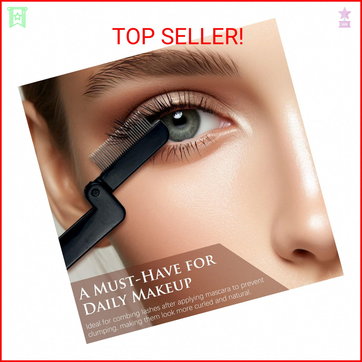 Portable Folding Eyelash Comb Set of 2 - Compact Eyelash Separator for Makeup