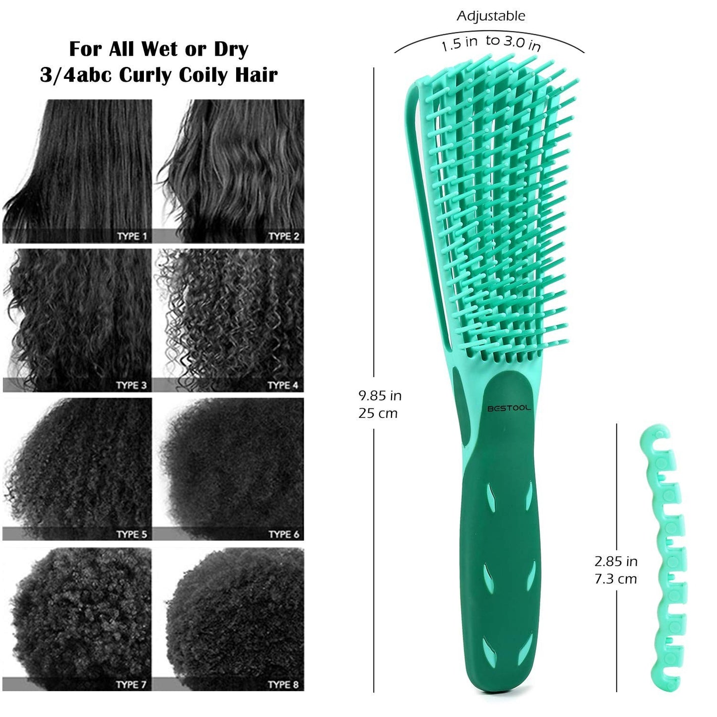 Detangling Brush for Black Natural Hair - Tangle-Free, Eco-Friendly Green Design