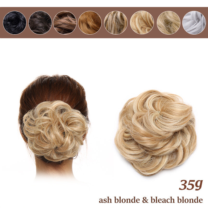 Natural Curly Messy Bun Hair Piece Extensions - Real Human Hair, Updo Scrunchie
