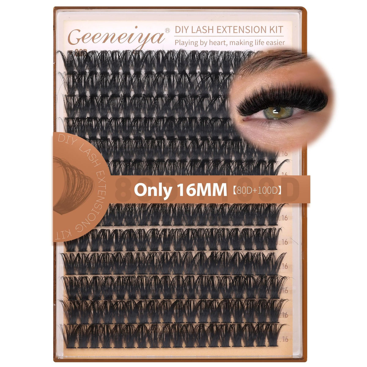 16MM Volume Lash Clusters Kit DIY Eyelash Extensions D Curl Black