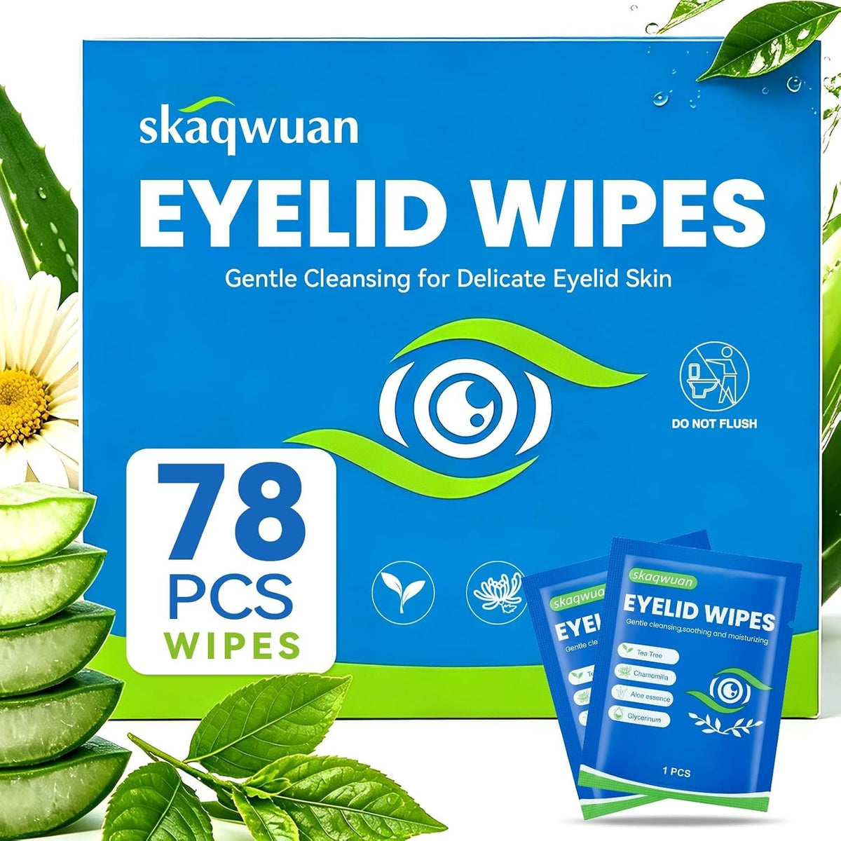 78PCS Tea Tree Oil Eyelid Wipes – Individually Wrapped Eye & Face Cleansing Cloths
