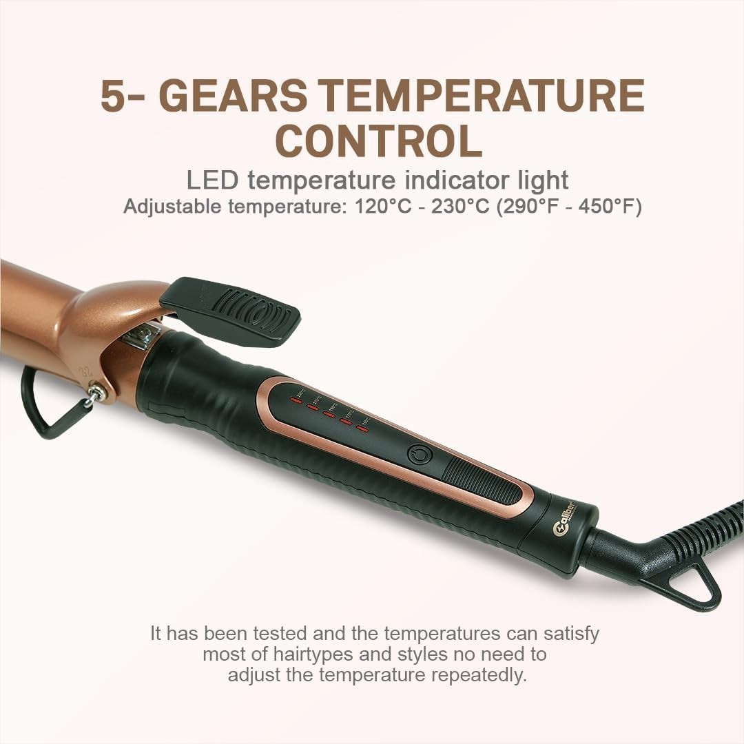 Caliber Professional Inno Heat Curling Iron 1 Inch Adjustable Temp LED Display Rose Gold