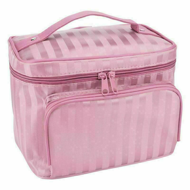 Large Cosmetic Makeup Bag Organizer Travel Kit with Handle and Multiple Pockets