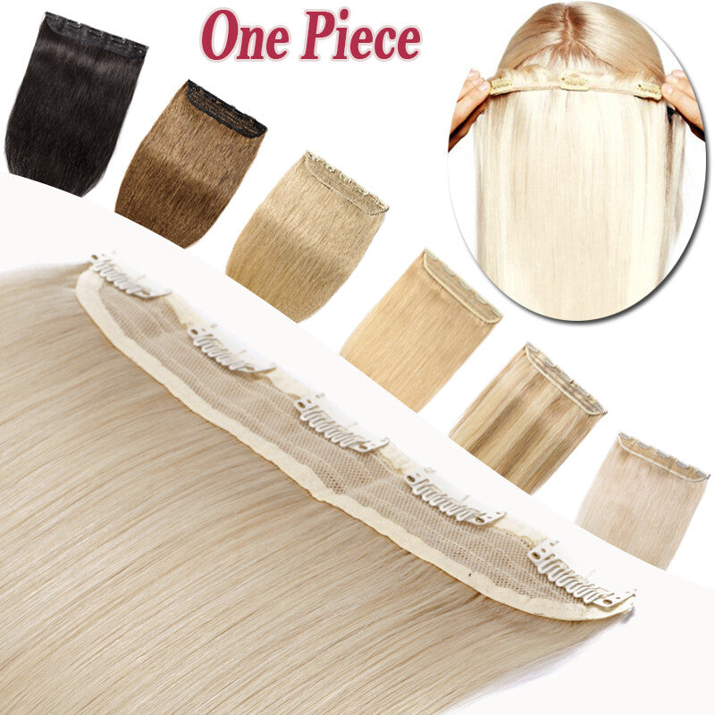 Remy Human Hair Extensions Clip-In Full Head Blonde 8-24 Inches