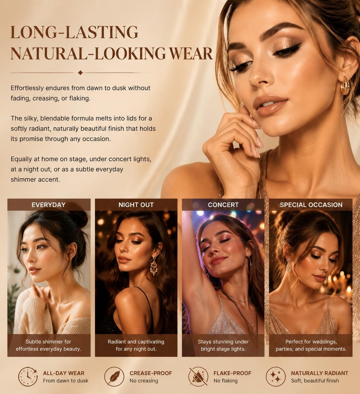 Neutral Eyeshadow Palette with 9 Colors - Long-Lasting, Natural & Shimmer Finishes