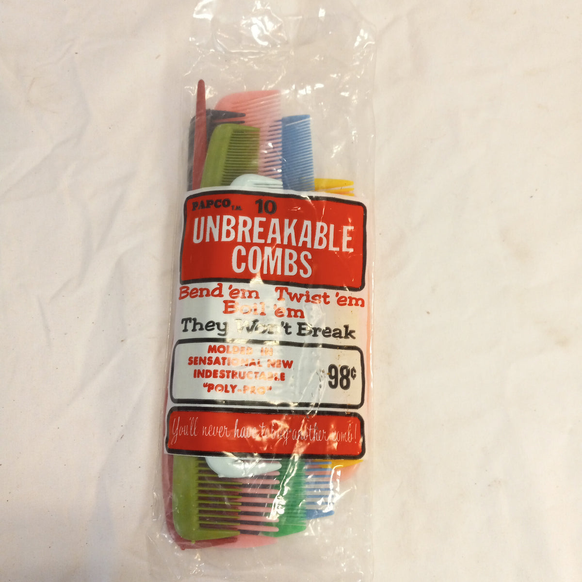 Unbreakable Vintage Pocket Combs 10 Pack Poly-Pro Retro Hair Accessories