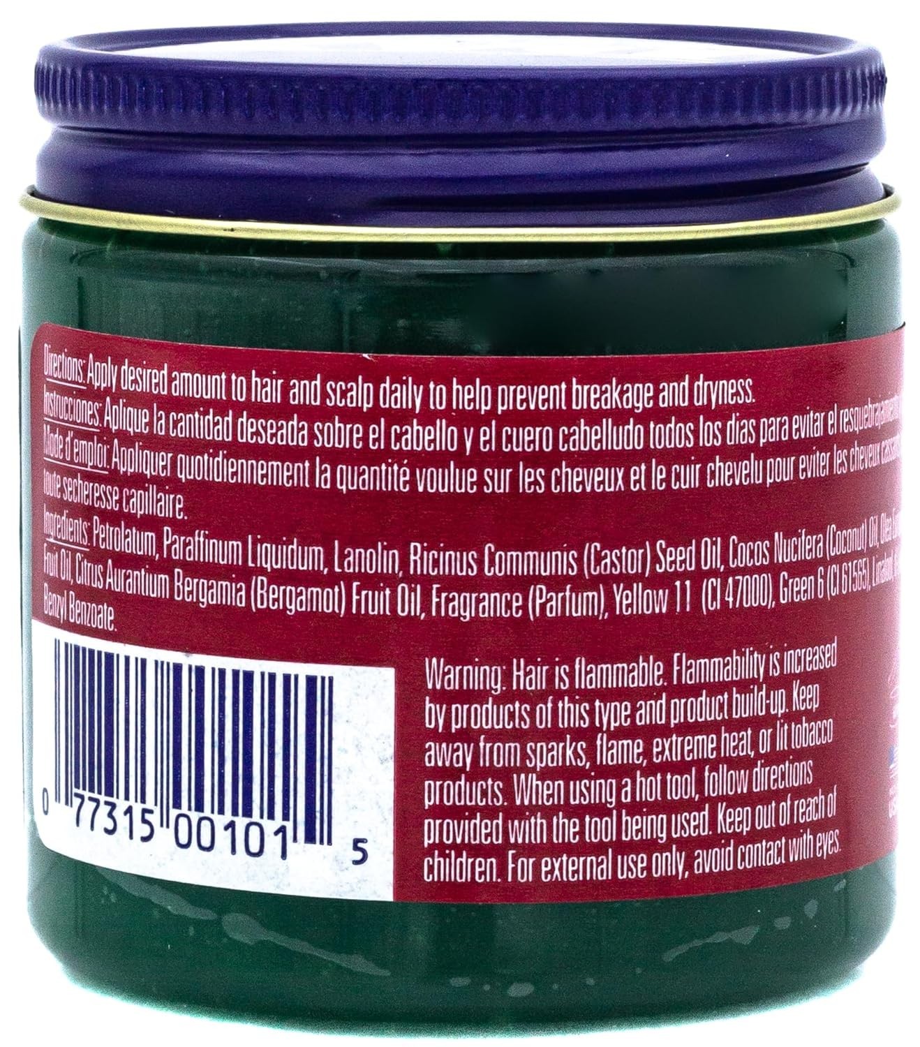 Bergamot Scented Hair Pomade for Frizz Control & Moisture - 3.5 oz