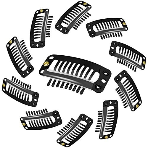30 Pieces 32 mm 9-teeth Hair Extension Clips Wigs Snap Black
