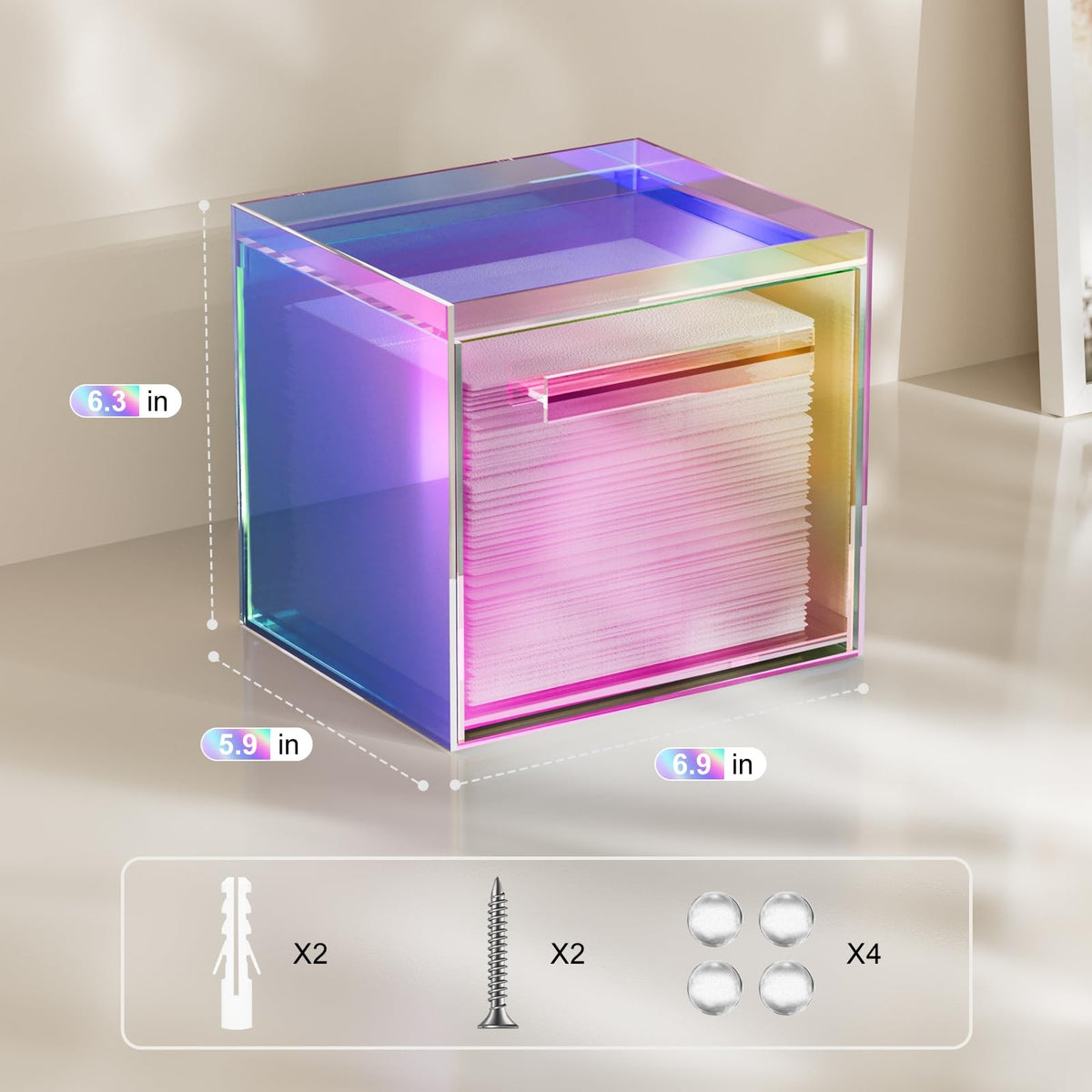 Wall-Mounted Acrylic Towel Storage Box for Disposable Facial Towels