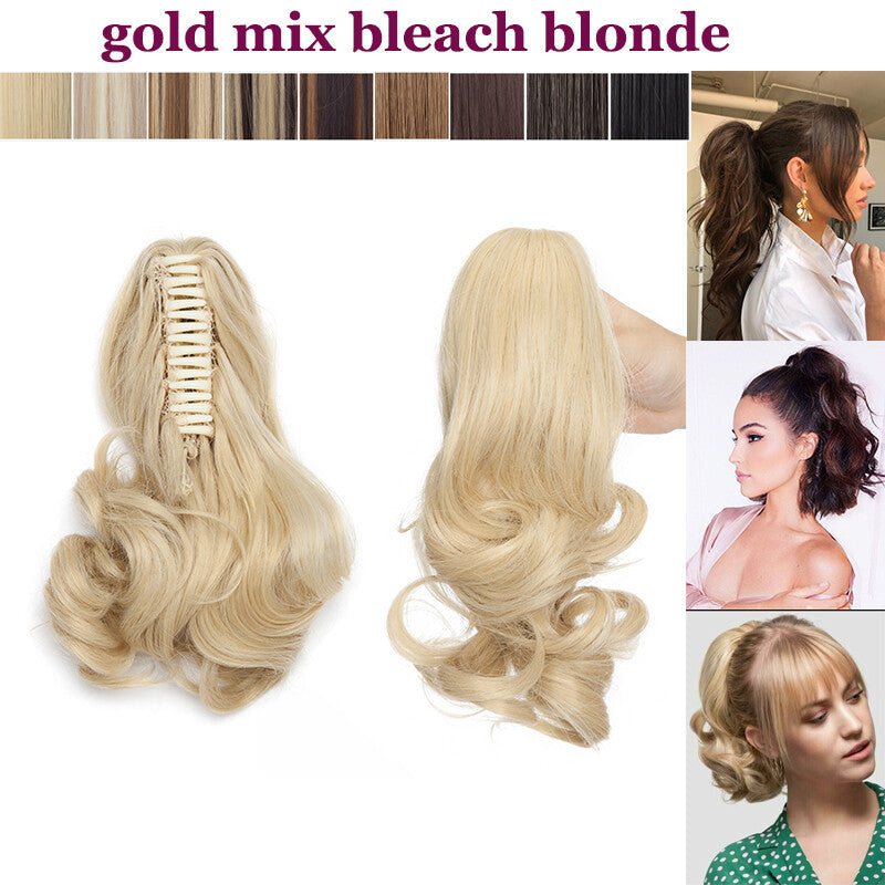 Thick Ponytail Hair Extension with Claw Clip - Wavy Curly Synthetic Hair