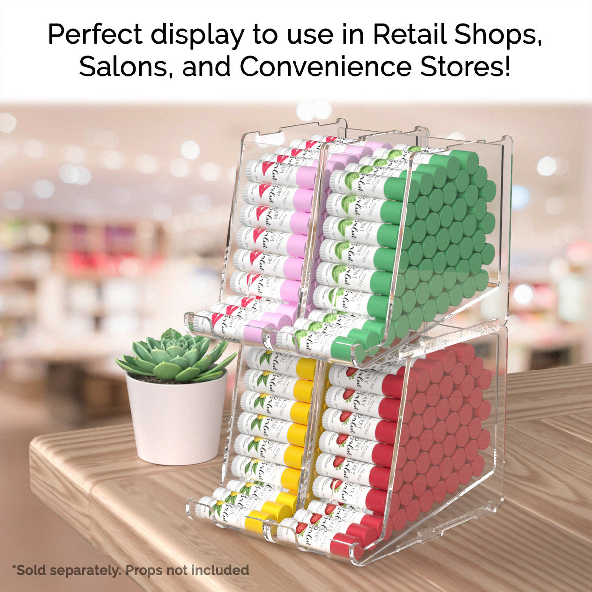 Clear Acrylic Lip Balm & Makeup Display Holder Stackable Countertop Organizer