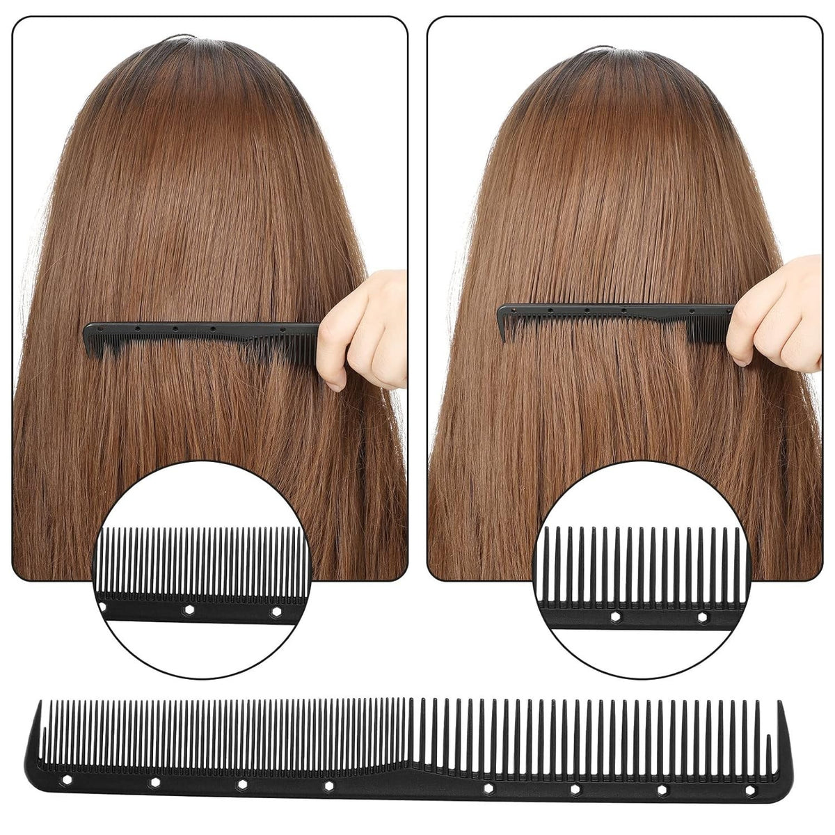 Professional Carbon Fine Hair Cutting Combs Set - 12 Pieces for Salon & Home Use