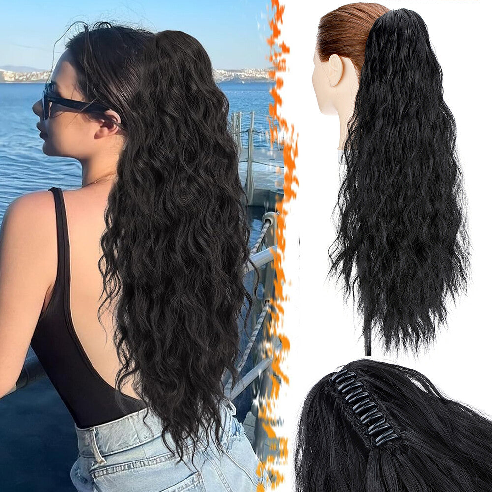 Thick Clip-In Ponytail Hair Extension Wavy Natural Look - All Colors