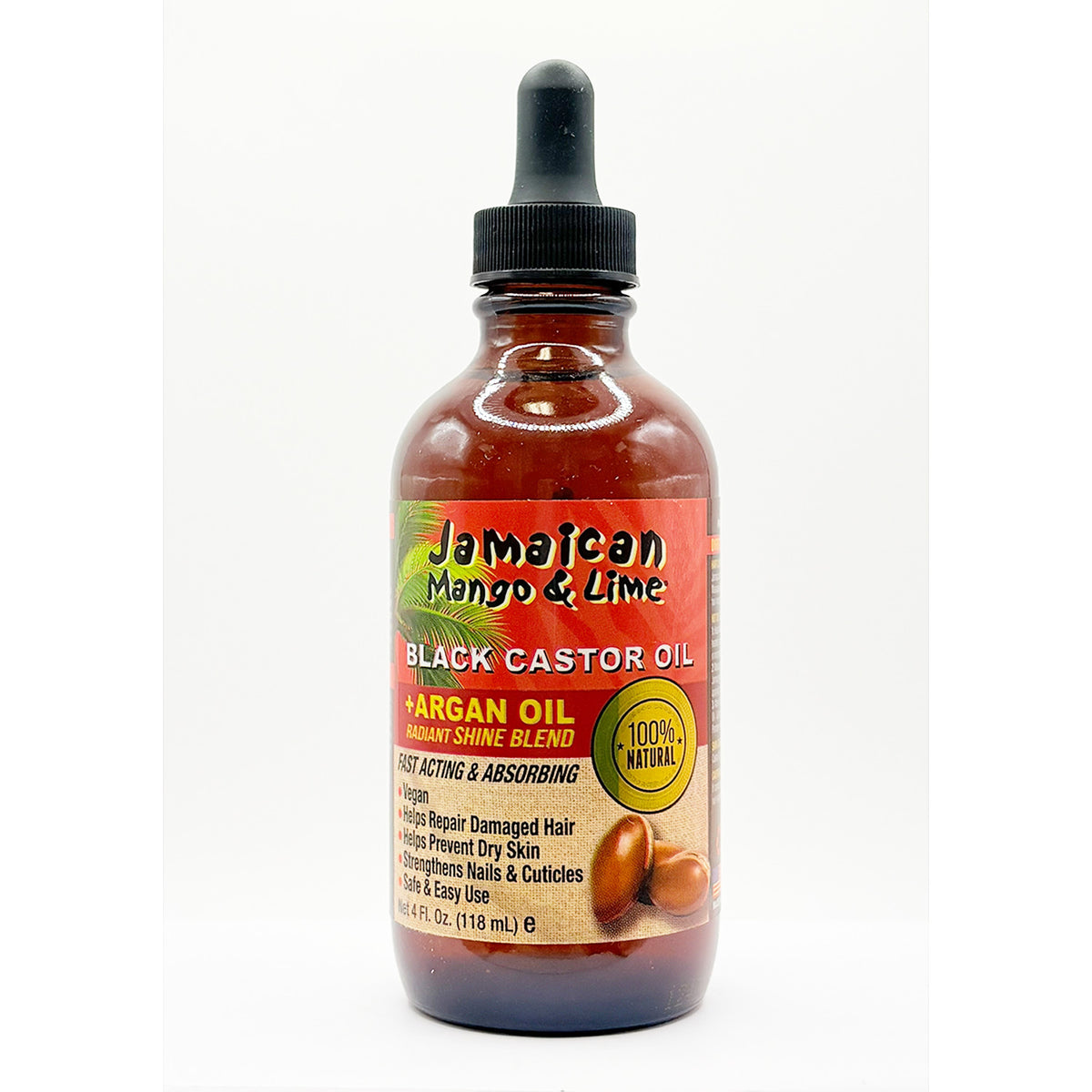 Natural Black Castor Oil with Argan Oil for Hair & Skin - 4oz