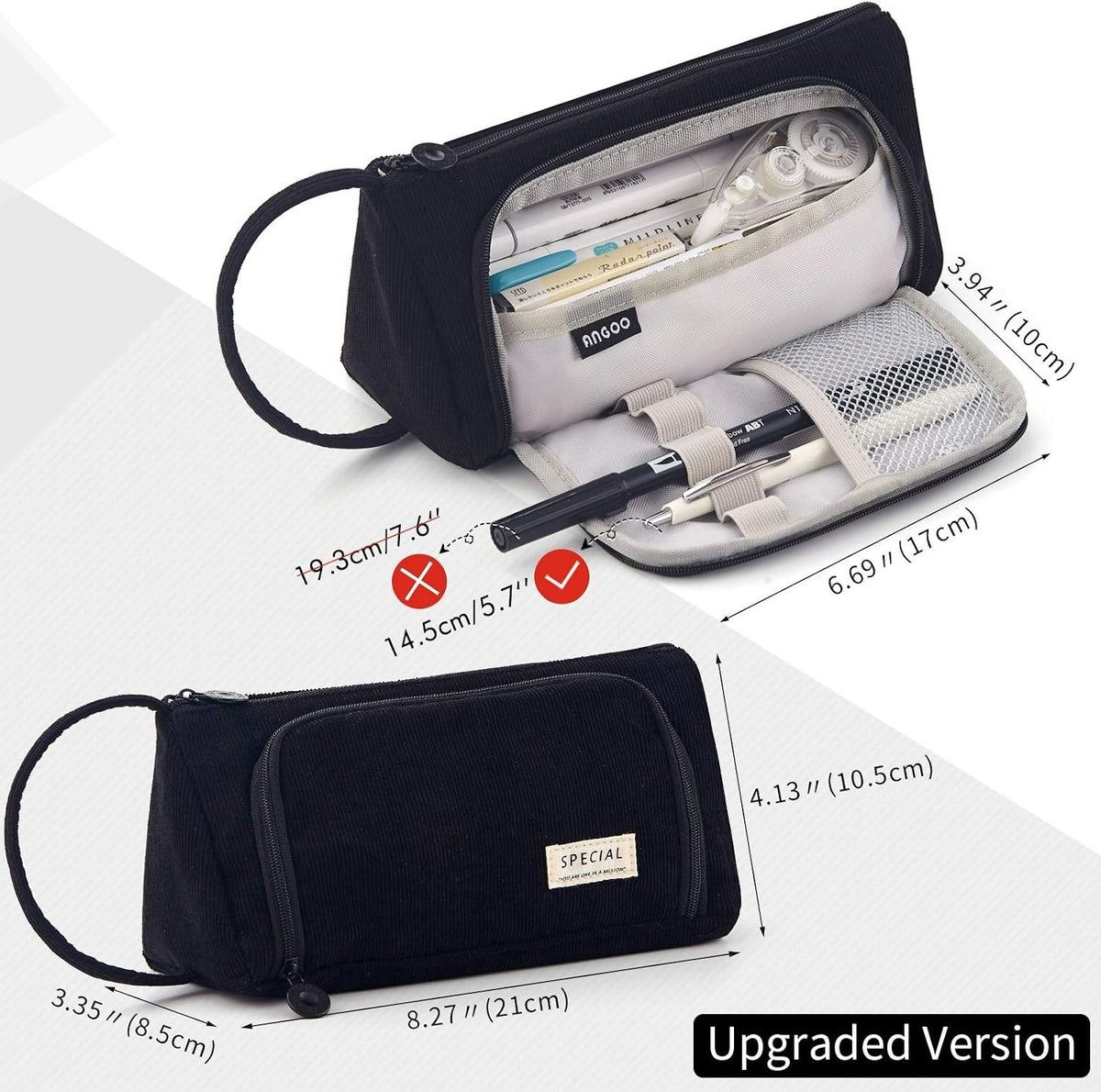 Large Capacity Corduroy Pencil Case - Stylish Organization for Pens & Essentials