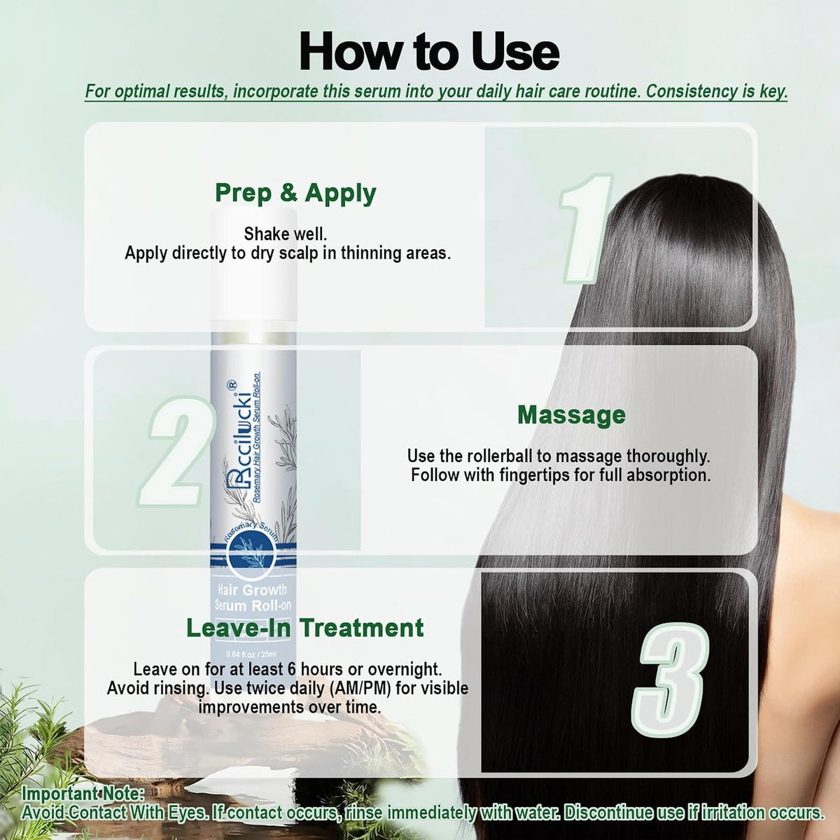 Rosemary Hair Growth Serum Roll-On 25ml – 2 Pack