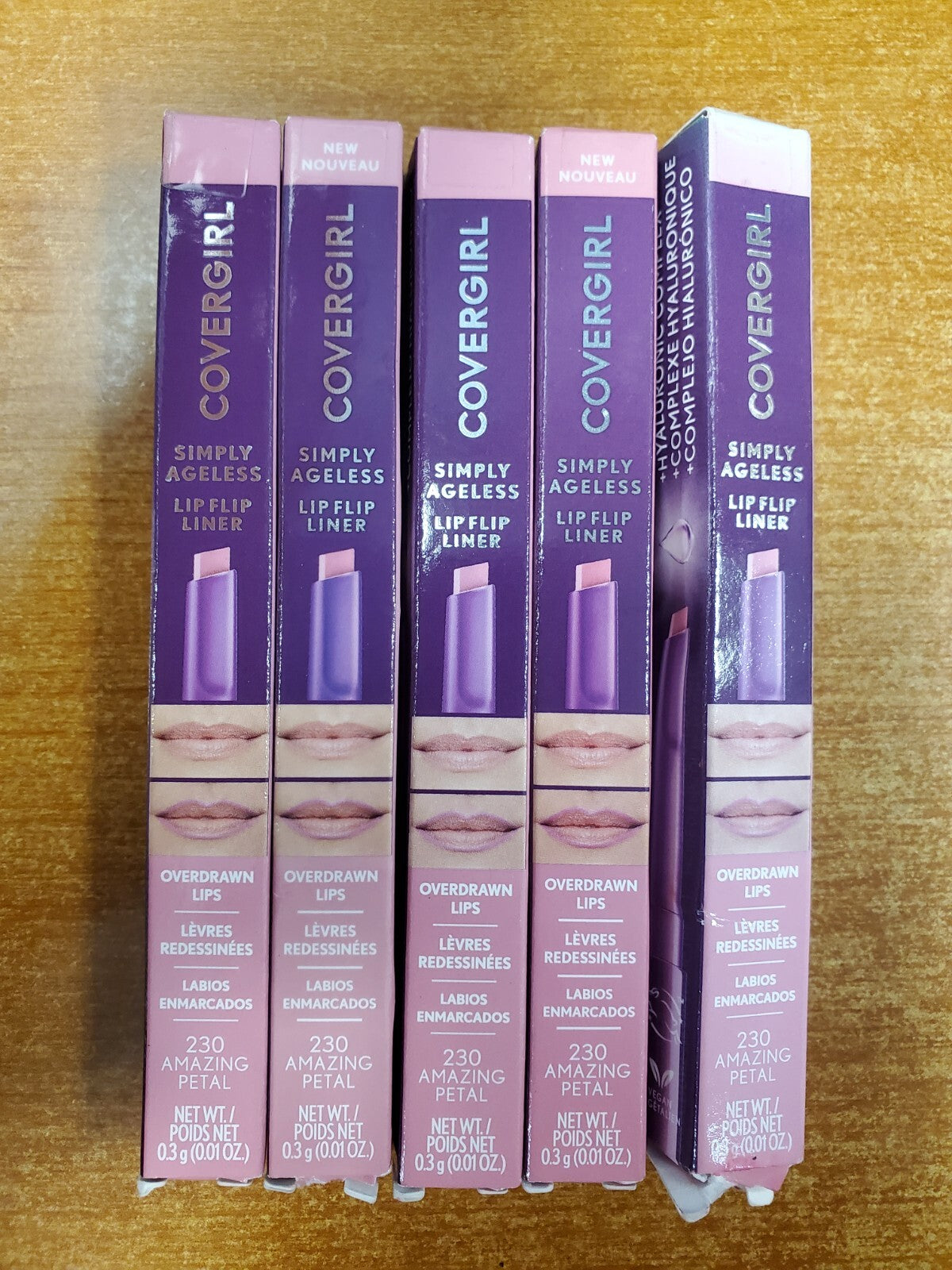 5Pcs CoverGirl Simply Ageless Lip Flip Liner #230 Amazing Petal - Retractable, Cruelty-Free