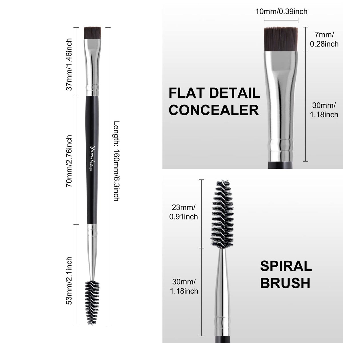 Dual Ended Flat Eyeliner & Brow Brush Spoolie – Precision Makeup Tool