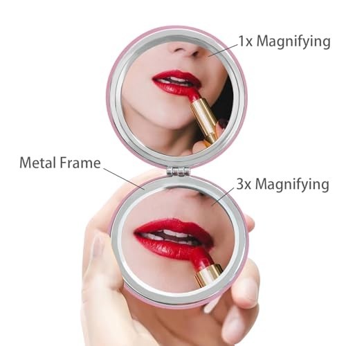 Mini Double-Sided Compact Mirror for Purse - 2 Pack 2.8 Inch Makeup & Travel Mirror