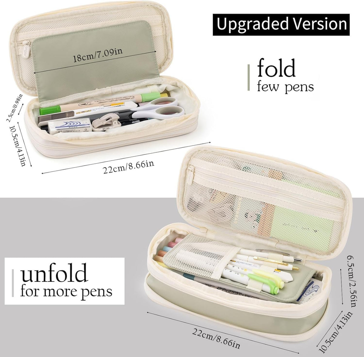 Large Capacity Green Pencil Case for Teen Girls - School & Art Supplies Organizer
