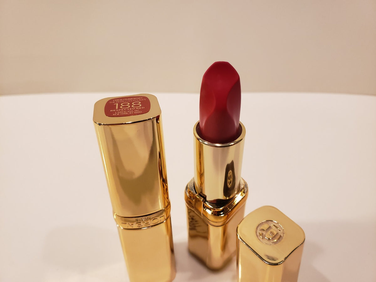 Lipstick - Long-Lasting Satin Finish - Shade #188 Respected Red - 0.13oz