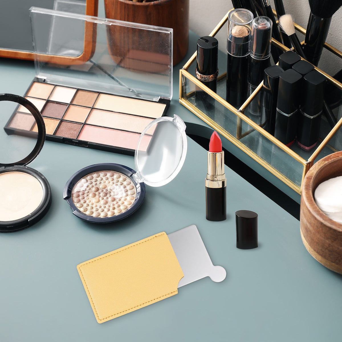 Portable Stainless Steel Pocket Mirror for Makeup & Travel - 2.5x3.66 Inches