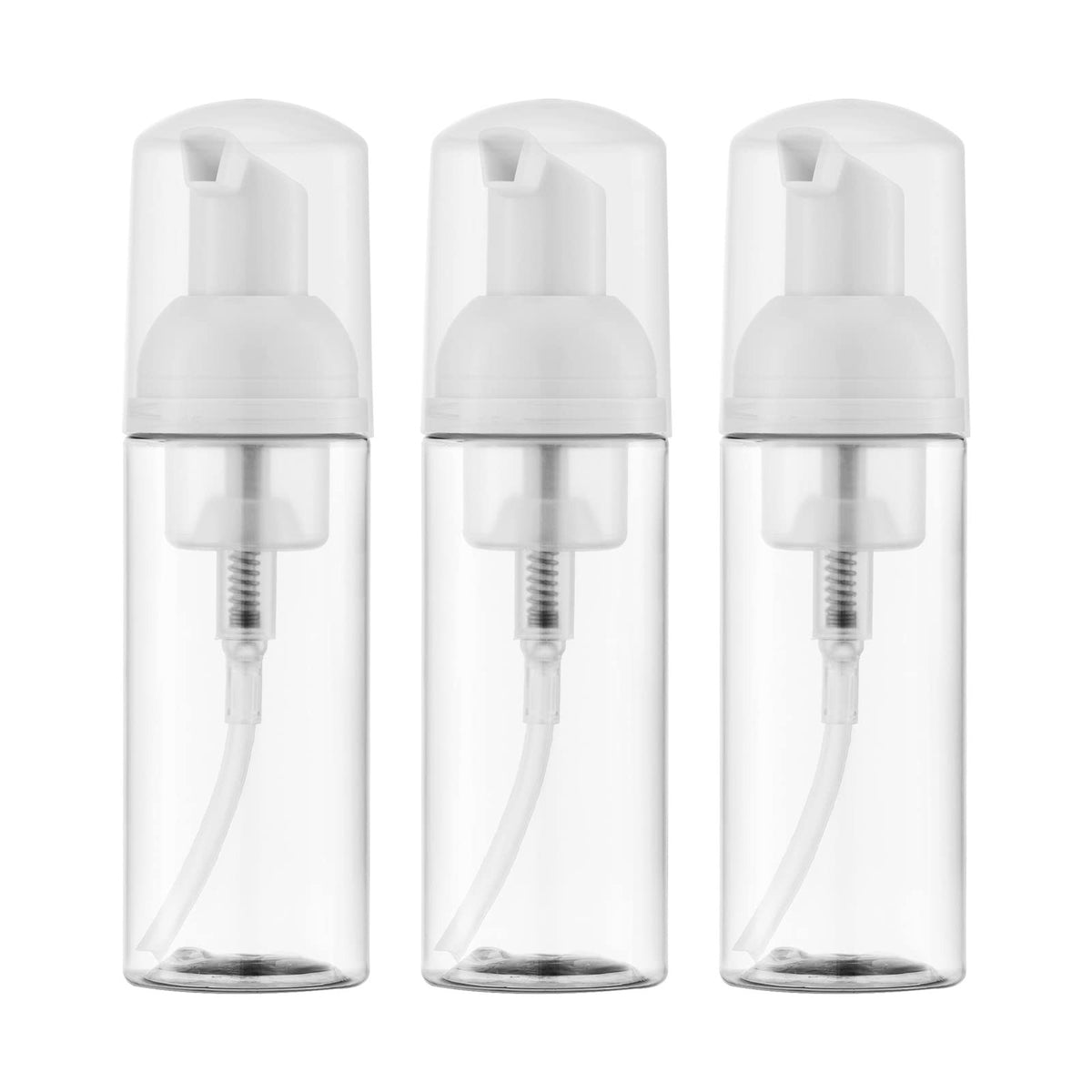 3-Pack 2oz Clear Foam Pump Bottles Travel Dispensers - Leak-Free, Reusable