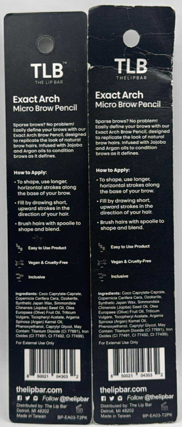 2-Pack Micro Brow Pencil - Natural Black Brown, Long-Wear, Retractable Tip