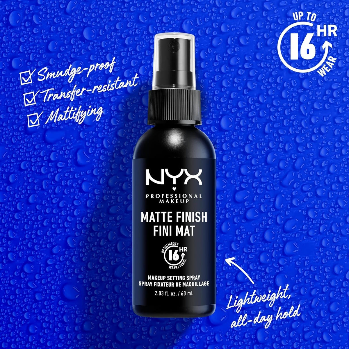 Matte Finish Setting Spray - Long Lasting Makeup Mist, Shine Control, 2 fl oz