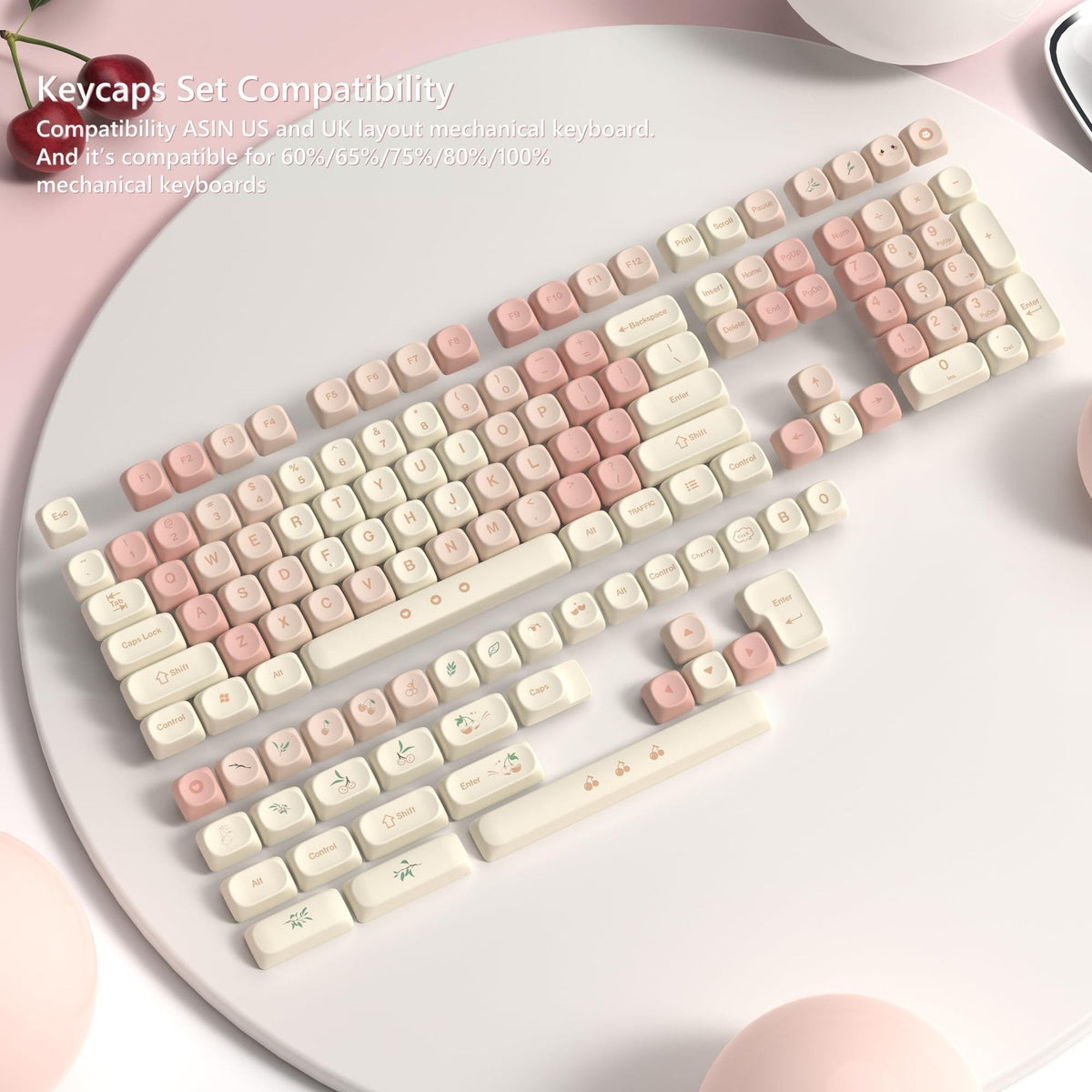 Pink Keycap Set for Mechanical Keyboard - PBT Dye-Sublimation Custom Keycaps