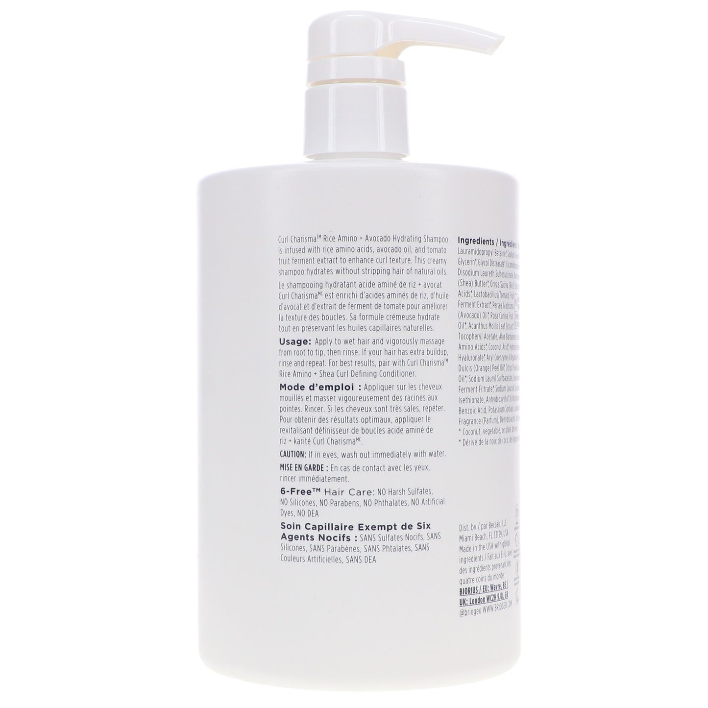 Hydrating Rice Amino and Avocado Shampoo for Curly Hair - 33.8 oz