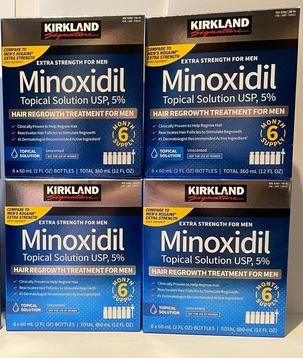 Kirkland 5% Minoxidil Solution for Men Hair Regrowth - 4 Box (24 Month Supply)