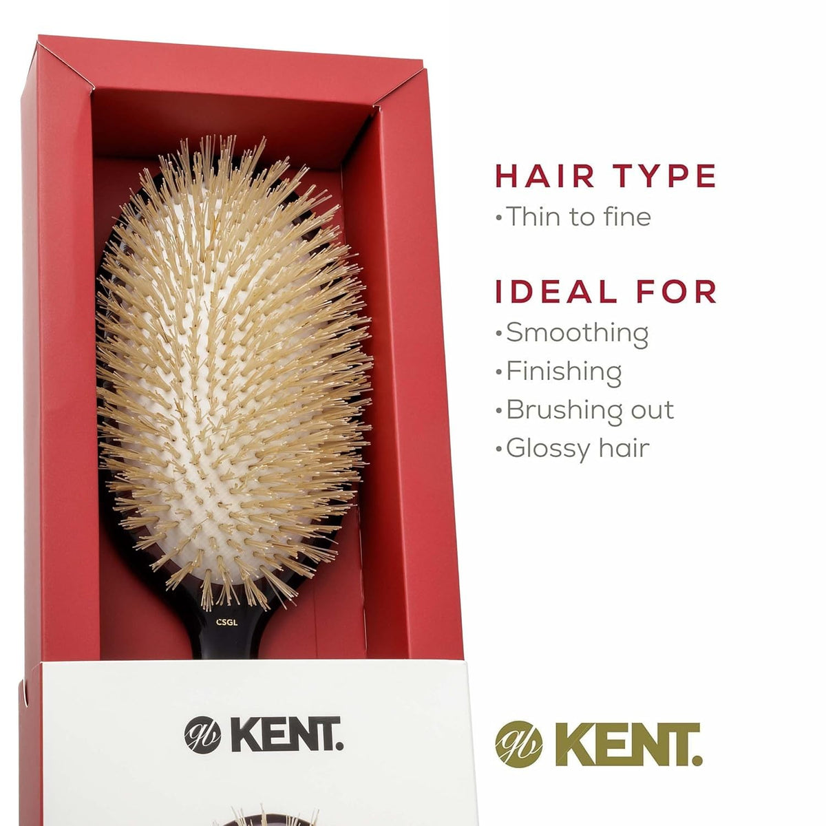 Large Oval Cushion Hair Straightening Brush - Natural Boar Bristle, 9 Inch