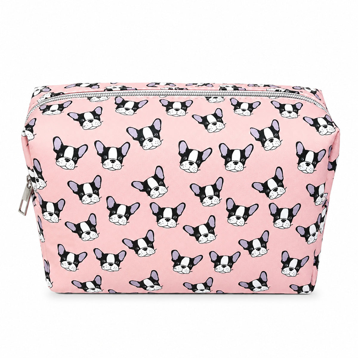 Pink French Bulldog Cosmetic Travel Organizer Bag for Makeup & Toiletries
