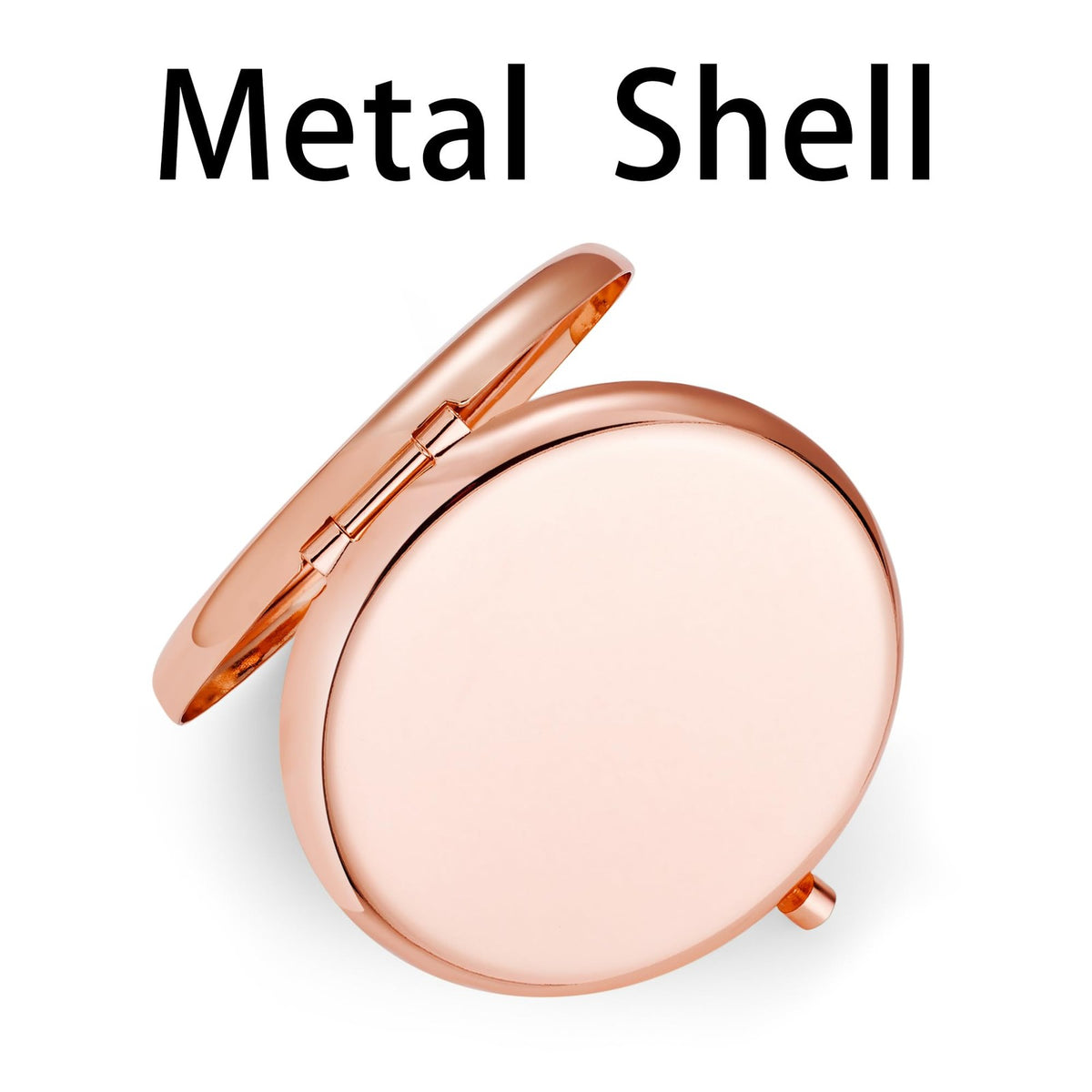 Pocket Travel Makeup Mirror with 1X & 2X Magnification - Compact Metal Round Shell