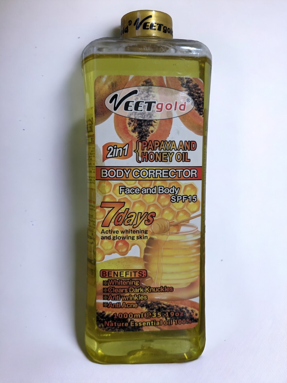 Veet Gold Papaya Honey 2-in-1 Skin Brightening & Glowing Body Oil SPF 15