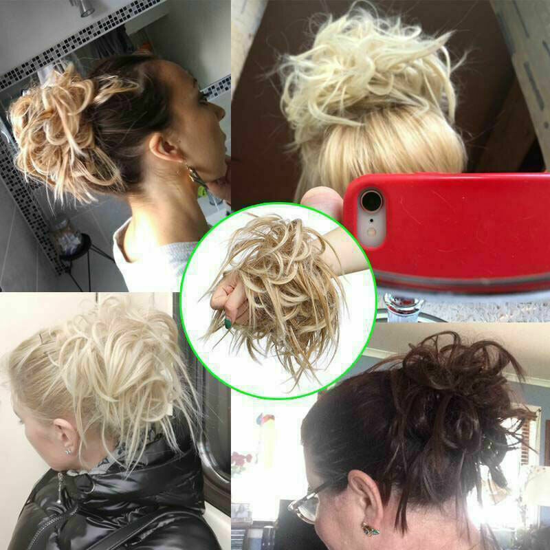 Messy Bun Scrunchie Hair Extensions for Updo Cover - Voluminous Synthetic Fiber